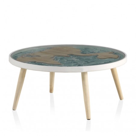 Mesa auxiliar redonda mapamundi 80x35h