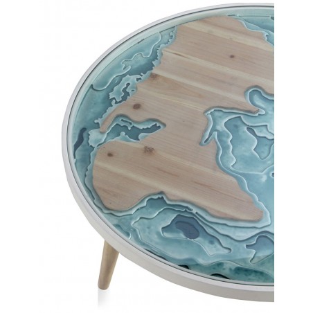 Mesa auxiliar redonda mapamundi 80x35h