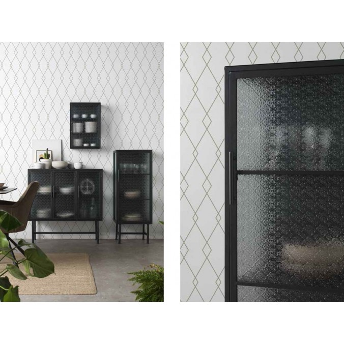 Vitrina de pié con puerta estilo industrial 42x35x120h