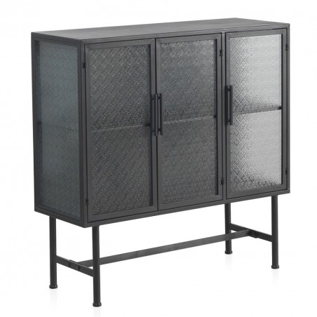 Vitrina de pié con 3 puertas estilo industrial 95x34x96h