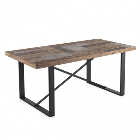 Mesa de comedor estilo rústico industrial 180x90x75h