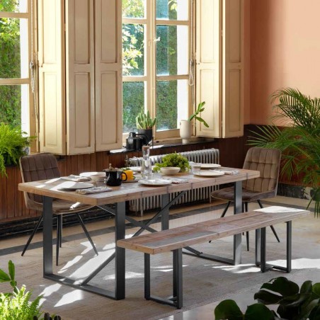 Mesa de comedor estilo rústico industrial 180x90x75h