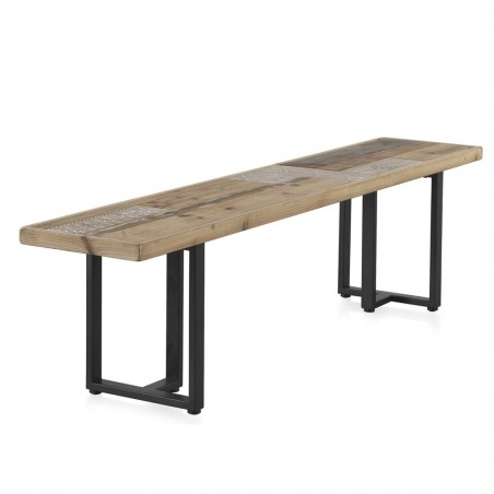 Banco de madera estilo rústico industrial 180x35x46h