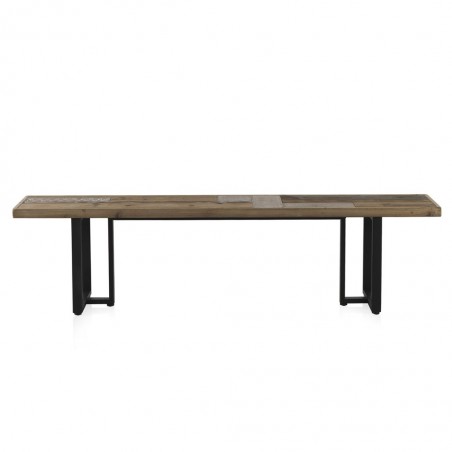 Banco de madera estilo rústico industrial 180x35x46h