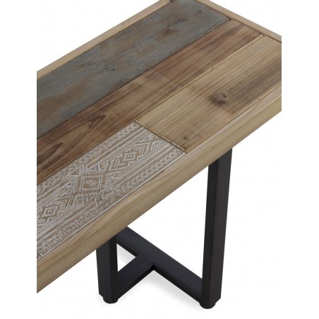 Banco de madera estilo rústico industrial 180x35x46h