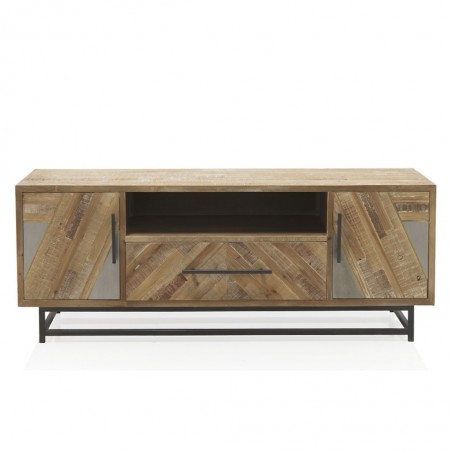 Mueble TV estilo industrial 80x25x90h abeto y hierro