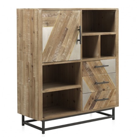 Aparador-libreria estilo industrial 100x43x117h abeto y hierro
