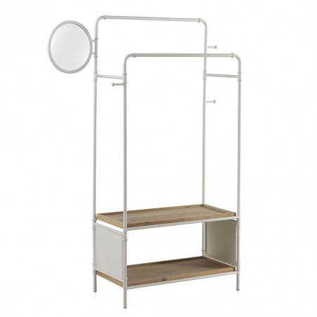 Mueble perchero-vestidor hierro y madera 92x40x163h