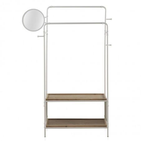 Mueble perchero-vestidor hierro y madera 92x40x163h