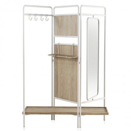 Mueble perchero-vestidor hierro y madera 150x38x179h