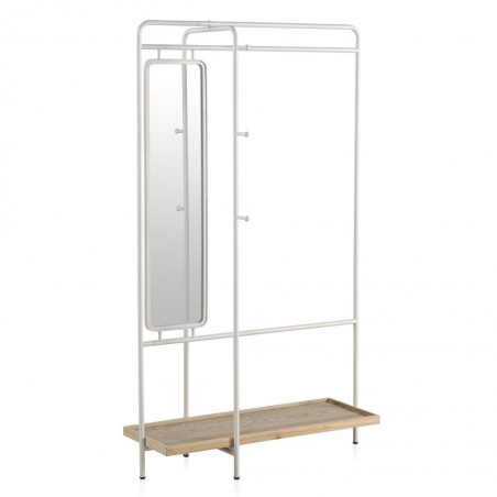 Mueble perchero-vestidor hierro y madera 100x54x1679h
