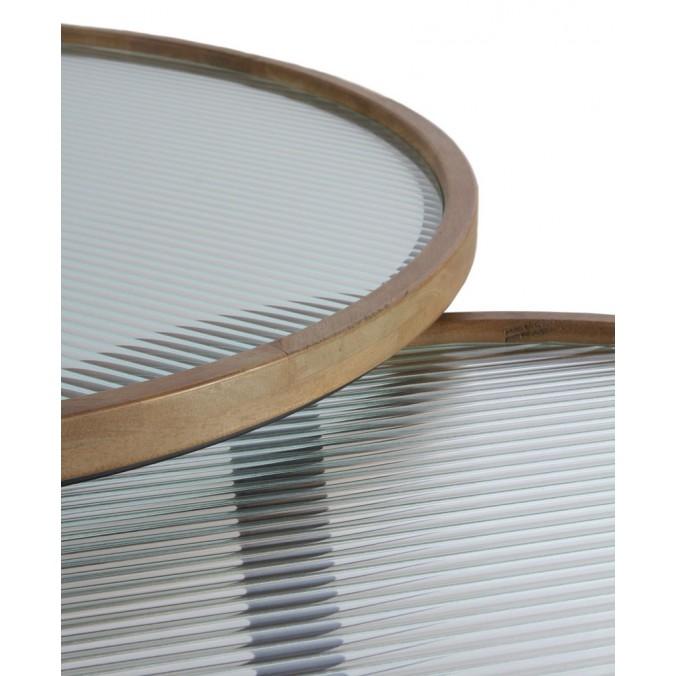 Set 2 mesas auxiliares 60 y 80cm superficie cristal