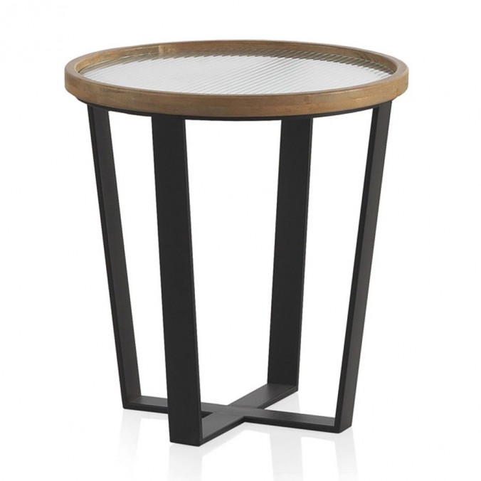 Set 2 mesas auxiliares 40 y 50cm superficie cristal