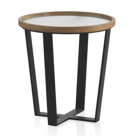 Set 2 mesas auxiliares 40 y 50cm superficie cristal