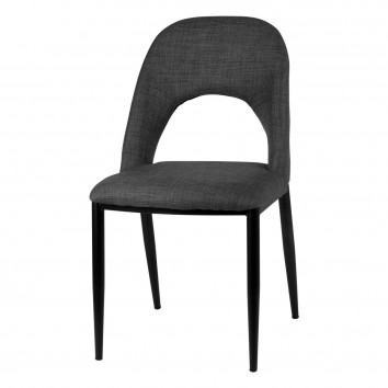 Silla ANIKA tapizado gris oscuro y patas metal negro