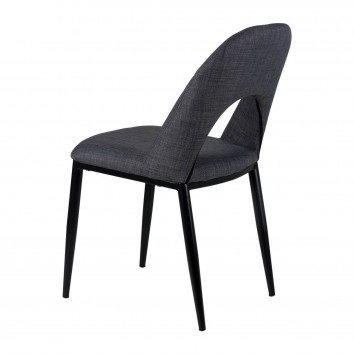 Silla ANIKA tapizado gris oscuro y patas metal negro 2