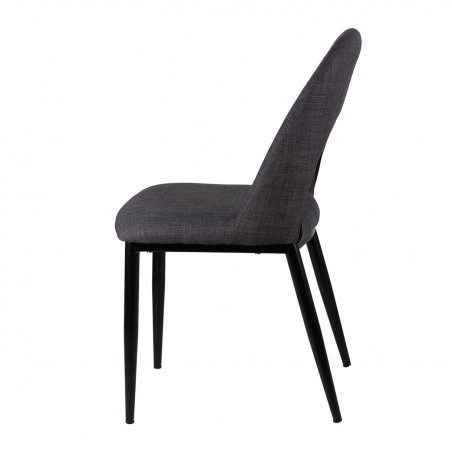 Silla ANIKA tapizado gris oscuro y patas metal negro