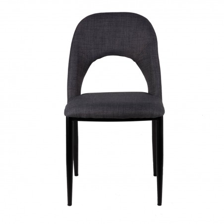 Silla ANIKA tapizado gris oscuro y patas metal negro