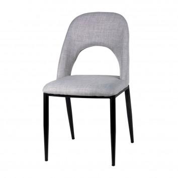 Silla ANIKA tapizado gris y patas metal negro