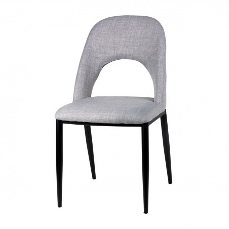 Silla ANIKA tapizado gris y patas metal negro