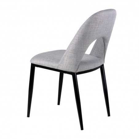 Silla ANIKA tapizado gris y patas metal negro