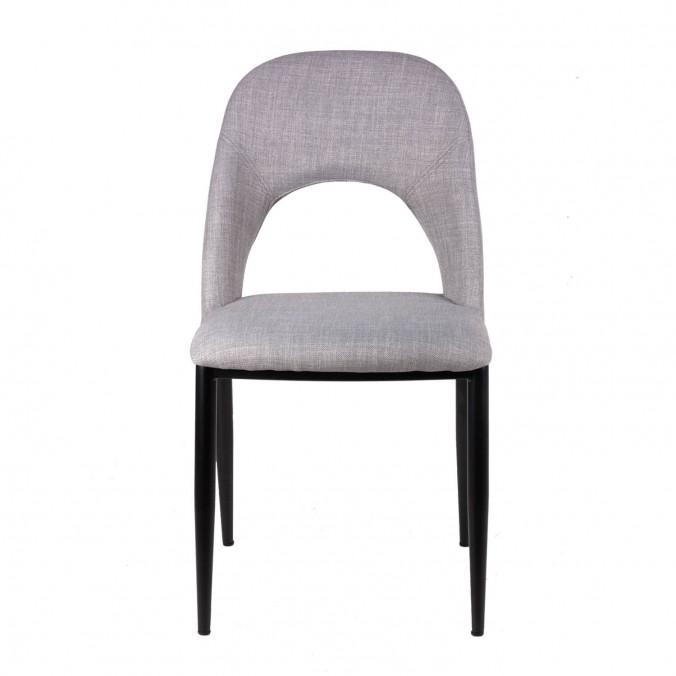 Silla ANIKA tapizado gris y patas metal negro Silla ANIKA tapizado gris y patas metal negro