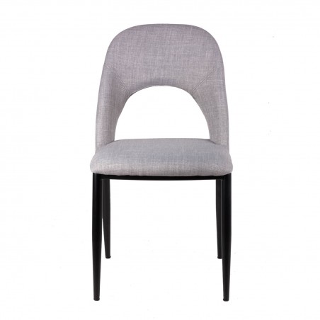 Silla ANIKA tapizado gris y patas metal negro