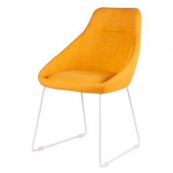 Silla diseño ALBA tapizado mostaza y patas color blanco