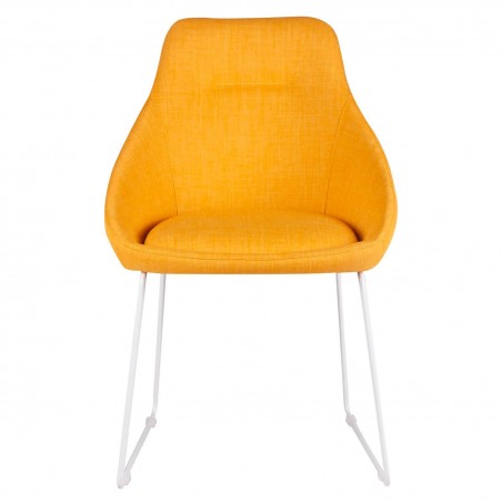 Silla diseño ALBA tapizado mostaza y patas color blanco