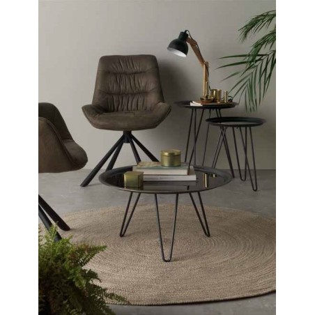 Mesa centro redonda estilo industrial - 62x34h