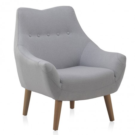Sillón estilo vintage tapizado gris 76x65x86h