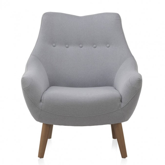 Sillón estilo vintage tapizado gris 76x65x86h