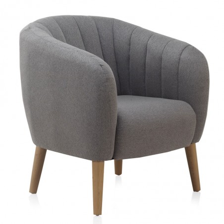 Sillón estilo vintage tapizado gris 77x75x84h