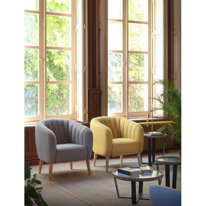 Sillón estilo vintage tapizado mostaza 77x75x84h