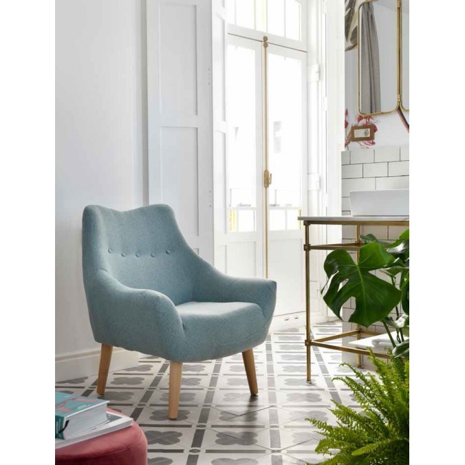 Sillón estilo vintage tapizado mint 76x65x86h