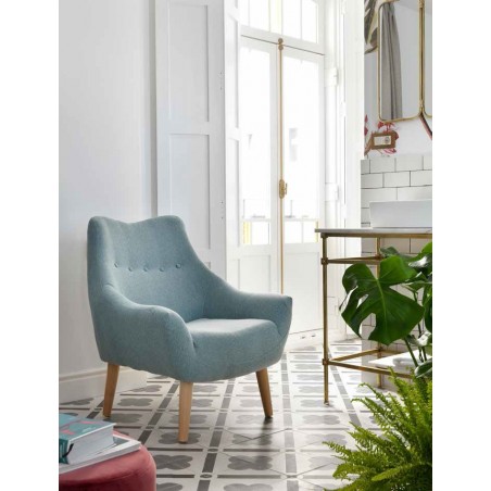 Sillón estilo vintage tapizado mint 76x65x86h