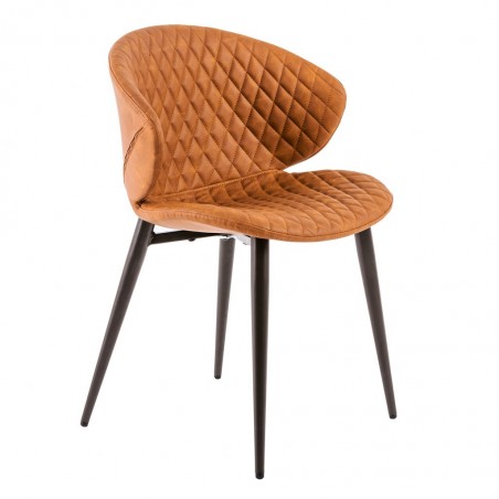 Silla diseño vintage acolchado marrón - 59x48x76h