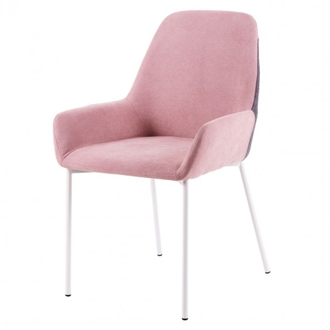 Silla diseño con tapizado rosa-gris 58x58x89h