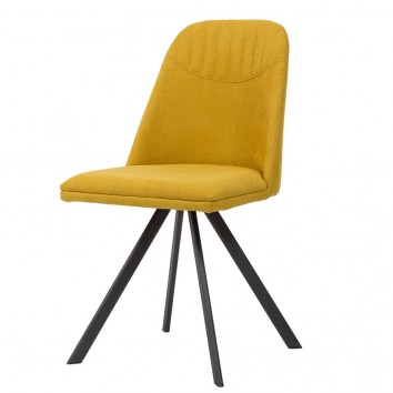Silla giratoria color mostaza tapizada en tela