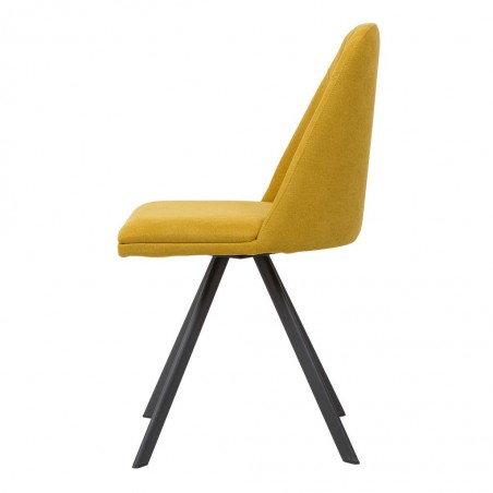 Silla giratoria color mostaza tapizada en tela