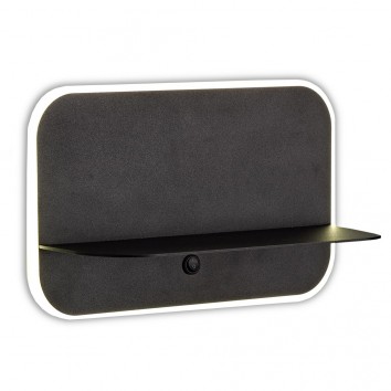 Aplique pared negro LED con repisa y USB