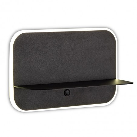 Aplique pared negro LED con repisa y USB