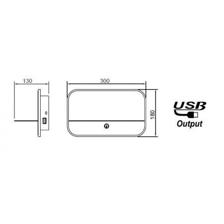 Aplique pared negro LED con repisa y USB