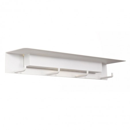 Aplique de pared-percha blanco con luz LED y repisa