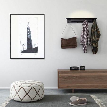 Aplique de pared-percha blanco con luz LED y repisa