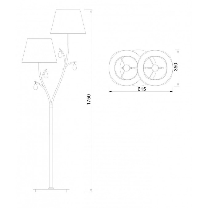 Lámpara de pie estilo clásico cromo 2 luces Lámpara de pie estilo clásico cromo 2 luces