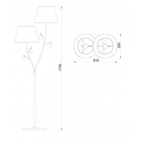 Lámpara de pie estilo clásico cromo 2 luces