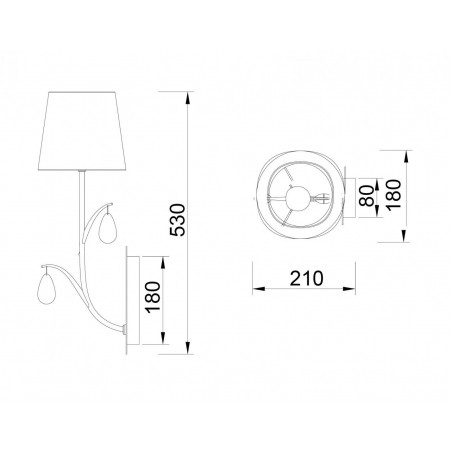 Aplique de pared clásico dorado 1 luz