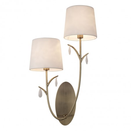 Aplique de pared clásico dorado 2 luces