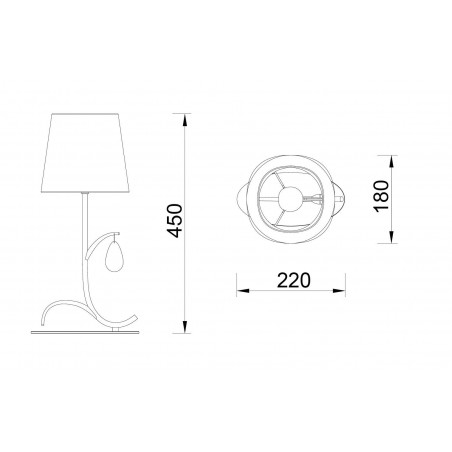 Lámpara de mesa estilo clásico dorado 1 luz